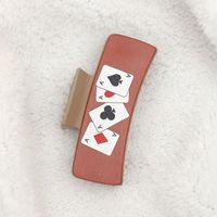 Women's Vintage Style Letter Poker Pu Leather Plastic Hair Claws main image 5