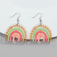 1 Pair Sweet Rainbow Heart Shape Arylic Drop Earrings sku image 2