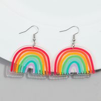 1 Pair Sweet Rainbow Heart Shape Arylic Drop Earrings sku image 4