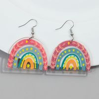 1 Pair Sweet Rainbow Heart Shape Arylic Drop Earrings sku image 5