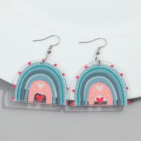 1 Pair Sweet Rainbow Heart Shape Arylic Drop Earrings sku image 6