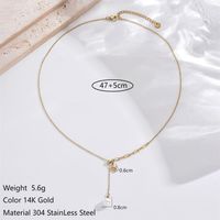 304 Stainless Steel 14K Gold Plated Simple Style Plating Inlay Round Star Freshwater Pearl Necklace sku image 1