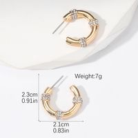 1 Paire Dame Forme C Incruster Alliage Zircon Boucles D'oreilles main image 4