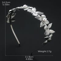 Women's Lady Butterfly Metal Inlay Artificial Pearls Hair Band main image 4