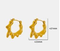 1 Paire Élégant Rétro Flamme Irrégulière Placage Acier Au Titane Plaqué Or 18k Boucles D'oreilles Cerceau main image 2