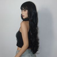 Women's Simple Style Black Casual Holiday Chemical Fiber Bangs Long Curly Hair Wig Net main image 6