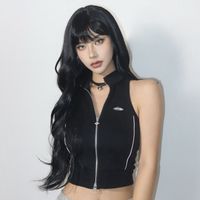 Women's Simple Style Black Casual Holiday Chemical Fiber Bangs Long Curly Hair Wig Net main image 2
