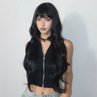 Women's Simple Style Black Casual Holiday Chemical Fiber Bangs Long Curly Hair Wig Net main image 4
