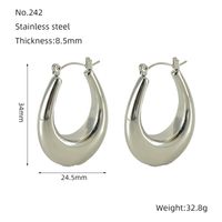 1 Paar Einfacher Stil U-form Polieren Rostfreier Stahl Reif Ohrringe sku image 2