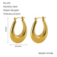 1 Pair Simple Style U Shape Polishing Stainless Steel Hoop Earrings sku image 4