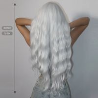 Women's Simple Style White Red Casual Chemical Fiber Bangs Long Curly Hair Wig Net main image 4