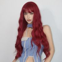 Women's Simple Style White Red Casual Chemical Fiber Bangs Long Curly Hair Wig Net main image 7