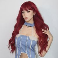 Women's Simple Style White Red Casual Chemical Fiber Bangs Long Curly Hair Wig Net main image 6