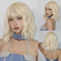 Women's Simple Style Gold Casual Chemical Fiber Bangs Short Curly Hair Wig Net sku image 1