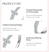 Elegant Glam Cross Sterling Silver Gra Inlay Moissanite Rings main image 3