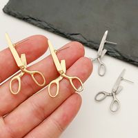 1 Pair Vintage Style Simple Style Scissors Plating Alloy 14k Gold Plated Silver Plated Ear Studs main image 5