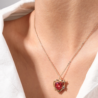 Princess Cute Sweet Star Heart Shape Alloy Plating Inlay Rhinestones Women's Pendant Necklace main image 5