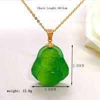 Chinoiserie Elegant Geometric Sterling Silver Plating Inlay Natural Chalcedony Pendant Necklace main image 3