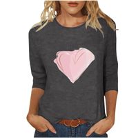 Women's T-shirt 3/4 Length Sleeve T-shirts Casual Basic Letter Heart Shape main image 2