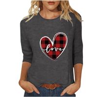 Women's T-shirt 3/4 Length Sleeve T-shirts Casual Basic Letter Heart Shape main image 3