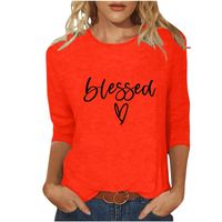 Women's T-shirt 3/4 Length Sleeve T-shirts Casual Basic Letter Heart Shape main image 5