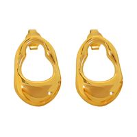 1 Pair Simple Style Commute Solid Color Irregular Plating Three-dimensional Titanium Steel 18k Gold Plated Ear Studs main image 7