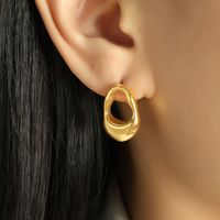 1 Pair Simple Style Commute Solid Color Irregular Plating Three-dimensional Titanium Steel 18k Gold Plated Ear Studs main image 2