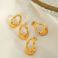 1 Pair Simple Style Commute Solid Color Irregular Plating Three-dimensional Titanium Steel 18k Gold Plated Ear Studs main image 5