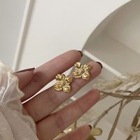 1 Pair IG Style Flower Plating Stainless Steel 18K Gold Plated Ear Studs main image 1