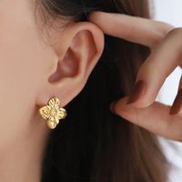 1 Pair IG Style Flower Plating Stainless Steel 18K Gold Plated Ear Studs main image 4
