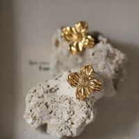 1 Pair IG Style Flower Plating Stainless Steel 18K Gold Plated Ear Studs main image 3