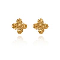 1 Pair IG Style Flower Plating Stainless Steel 18K Gold Plated Ear Studs sku image 1
