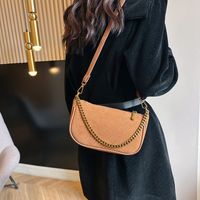 Women's Frosted Solid Color Classic Style Sewing Thread Chain Square Zipper Shoulder Bag sku image 3