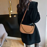 Women's Frosted Solid Color Classic Style Sewing Thread Chain Square Zipper Shoulder Bag main image 3