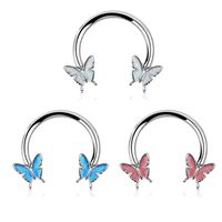 1 Piece Nose Rings & Studs Streetwear Butterfly 304 Stainless Steel Alloy Epoxy Palladium Plating main image 1