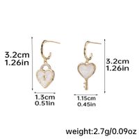 1 Pair Romantic Heart Shape Key Lock Plating Inlay Copper Rhinestones Shell 14k Gold Plated Drop Earrings main image 2