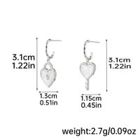 1 Pair Romantic Heart Shape Key Lock Plating Inlay Copper Rhinestones Shell 14k Gold Plated Drop Earrings main image 3