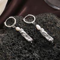 1 Paire Élégant Glamour Géométrique Placage Incruster Le Cuivre Perle D'eau Douce Plaqué Argent Boucles D'oreilles main image 6