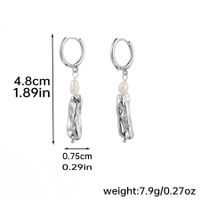 1 Paire Élégant Glamour Géométrique Placage Incruster Le Cuivre Perle D'eau Douce Plaqué Argent Boucles D'oreilles main image 3