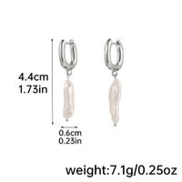 1 Par Elegante Glamour Geométrico Enchapado Embutido Cobre Perlas De Agua Dulce Plateado Pendientes De Gota sku image 2