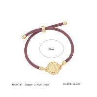 Retro Simple Style Human Round Rope Copper Plating Zircon Women's Drawstring Bracelets sku image 1
