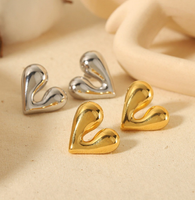 1 Pair Ig Style Casual Heart Shape Plating Stainless Steel 14k Gold Plated Ear Studs main image 4