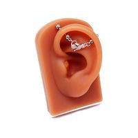 1 Piece Ear Cartilage Rings & Studs Sexy Simple Style Cat Flower Bow Knot 316 Stainless Steel  Alloy Epoxy Plating Inlay Rhinestones Glass White Gold Plated Gold Plated main image 9