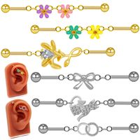 1 Piece Ear Cartilage Rings & Studs Sexy Simple Style Cat Flower Bow Knot 316 Stainless Steel  Alloy Epoxy Plating Inlay Rhinestones Glass White Gold Plated Gold Plated main image 1
