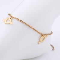 Simple Style Heart Shape Titanium Steel 18K Gold Plated Valentine'S Day Women's Anklet main image 7