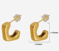 1 Pair Classical Classic Style Square Plating Titanium Steel 18k Gold Plated Earrings main image 2