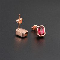 1 Pair Ig Style Simple Style Rectangle Plating Inlay Brass Zircon Rose Gold Plated White Gold Plated Ear Studs main image 3