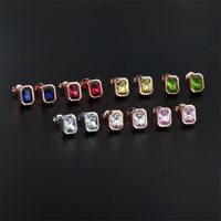 1 Pair Ig Style Simple Style Rectangle Plating Inlay Brass Zircon Rose Gold Plated White Gold Plated Ear Studs main image 1