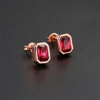 1 Pair Ig Style Simple Style Rectangle Plating Inlay Brass Zircon Rose Gold Plated White Gold Plated Ear Studs main image 4