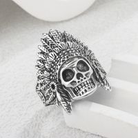 Wholesale Retro Skull Copper Plating Silver Plated Rings main image 2